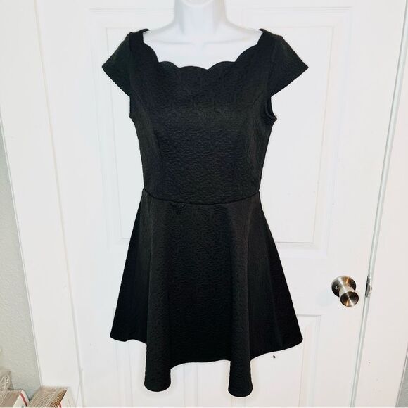 Altar'd State LBD Rose Embossed Black Mini Dress Fit and Flare S - Picture 3 of 10